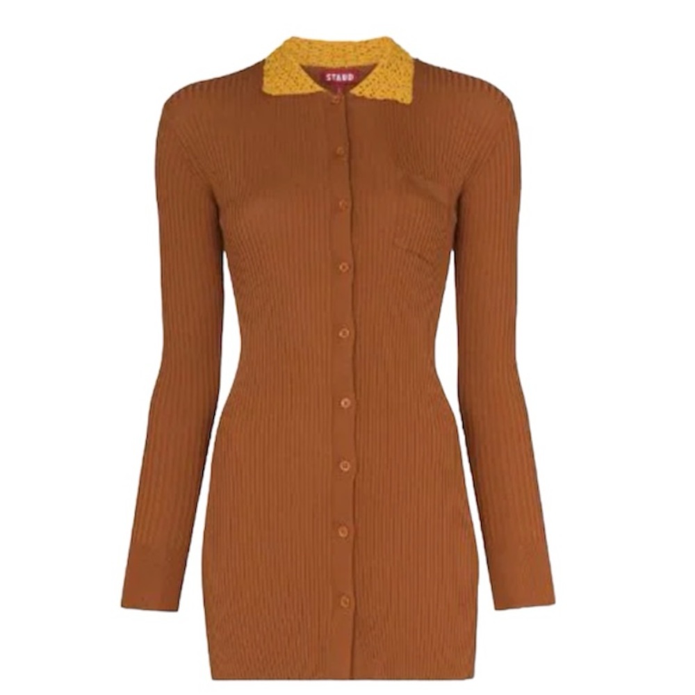 NWT Staud Carlsbad Crochet-Collar Ribbed Cardigan Women's XS